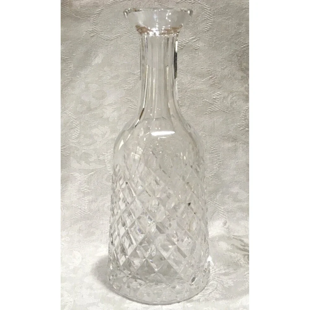 Vintage Crystal Decanter Bottle Diamond Cut Pattern Clear -No Stopper